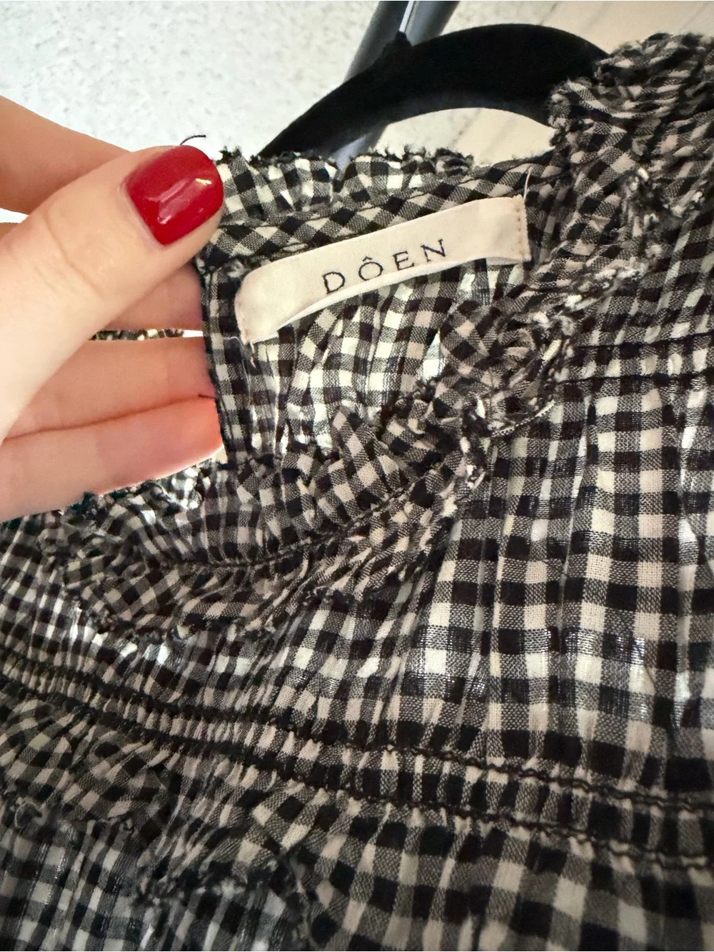 Doen Black and White Gingham Smocked Maxi Dress - Picture 2 of 4